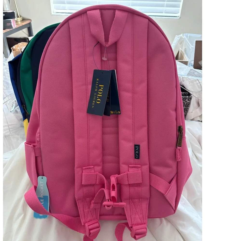Polo Ralph Lauren Pink Polo Bear Canvas Backpack Kids School Bag